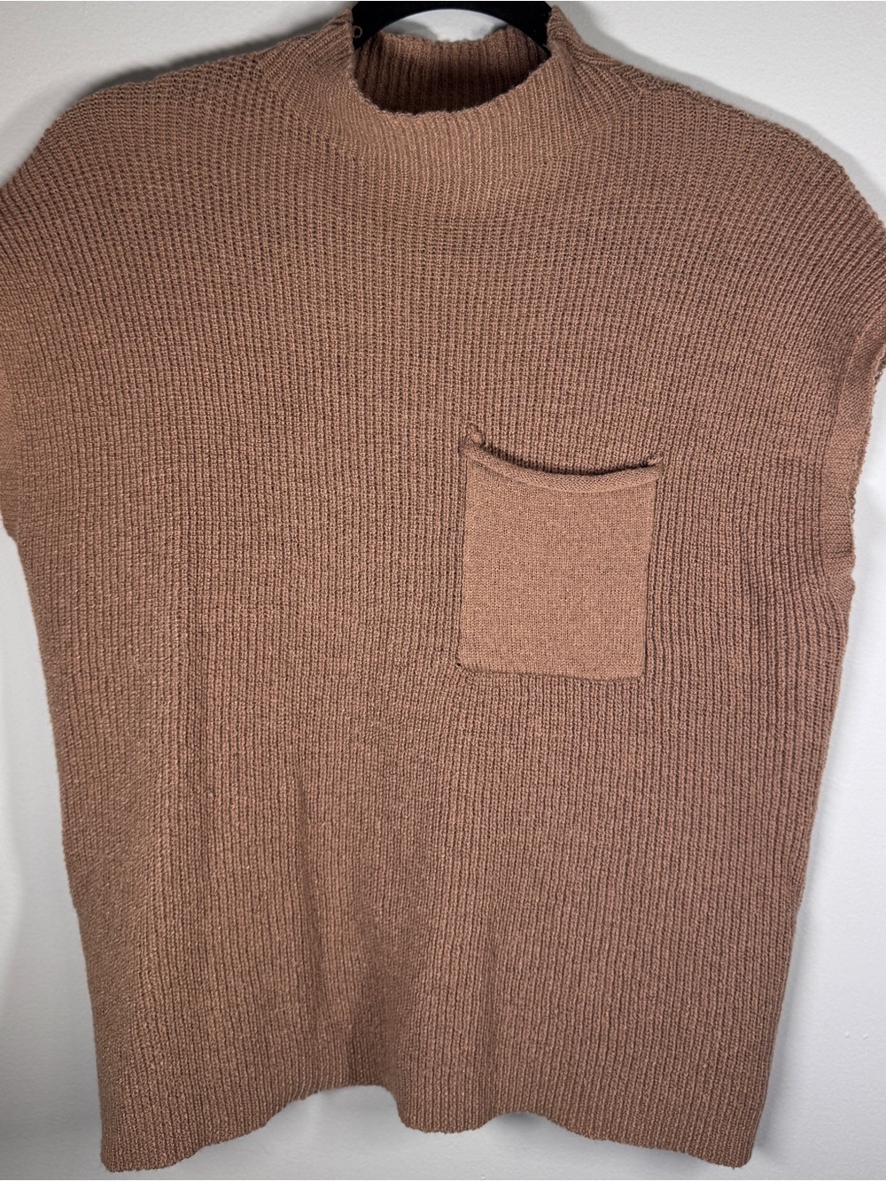 SHEIN Women's Ribbed Turtleneck Sweater Vest - Brown